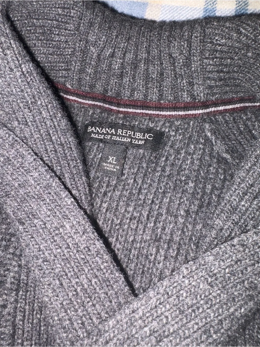 Banana Republic Men's Gray Shawl Collar Zip Sweater